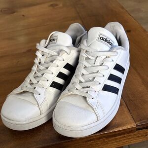 Adidas Classic White Sneakers with Black Stripes